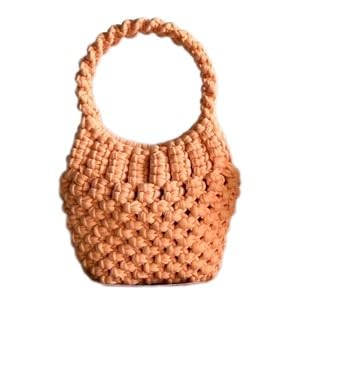 peach color handmade macrame handbag with handle for women/gift for her evening bag
